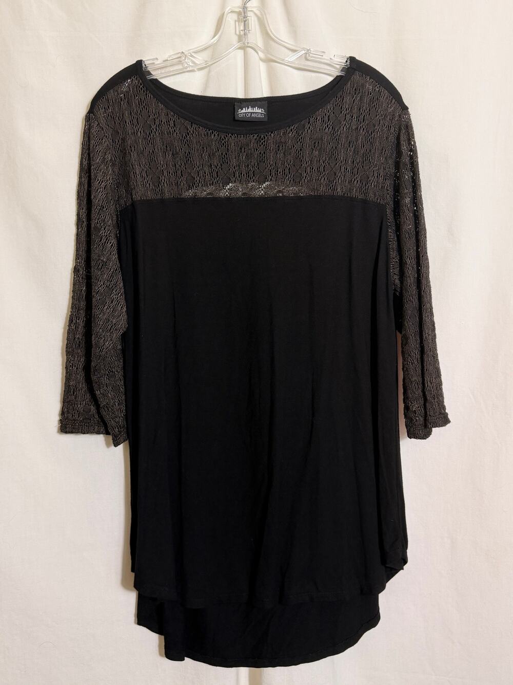 City of Angels Black Lace Accent Tunic Top XL